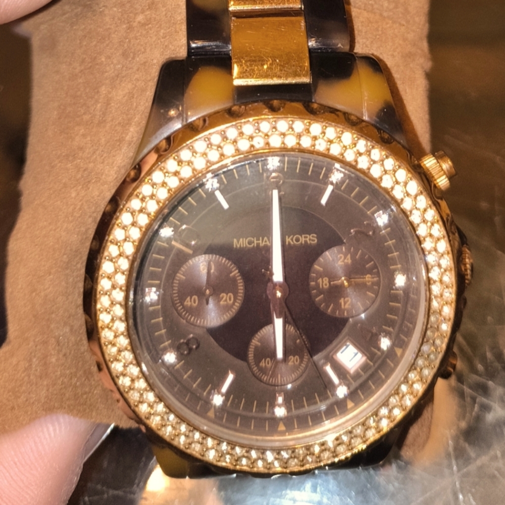 Michale Kors 5416 Rose Gold /Tortoise Ceramic Womens Watch